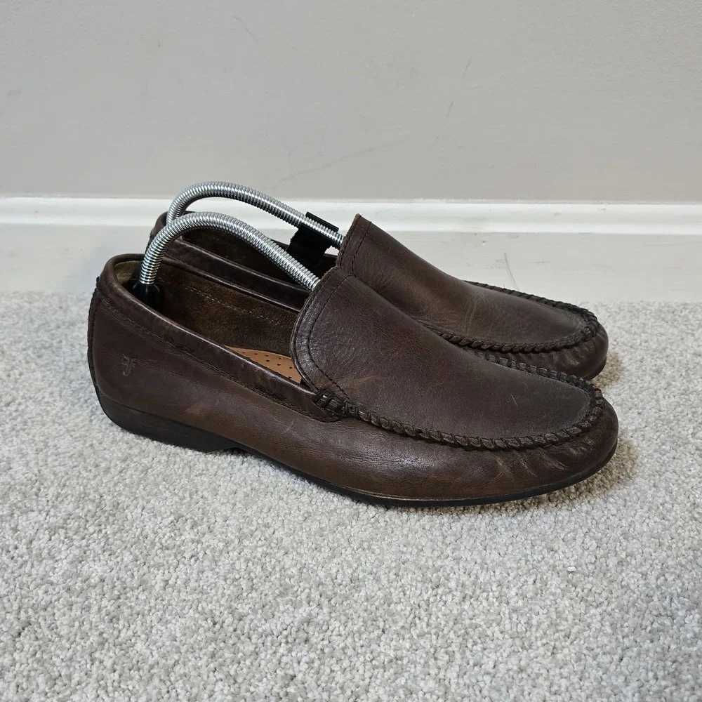 Frye Lewis Venetian Brown Leather Men's Loafer Slip On Shoe Size 10.5